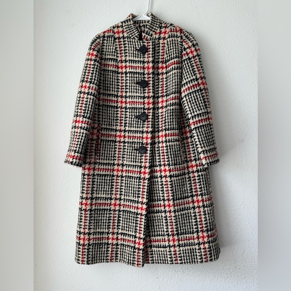 THAT YOUNG LEEDS LOOK Vtg 30’s-60s Houndstooth Wool Jacket Women Coat XS/S Scarf - Picture 4 of 16